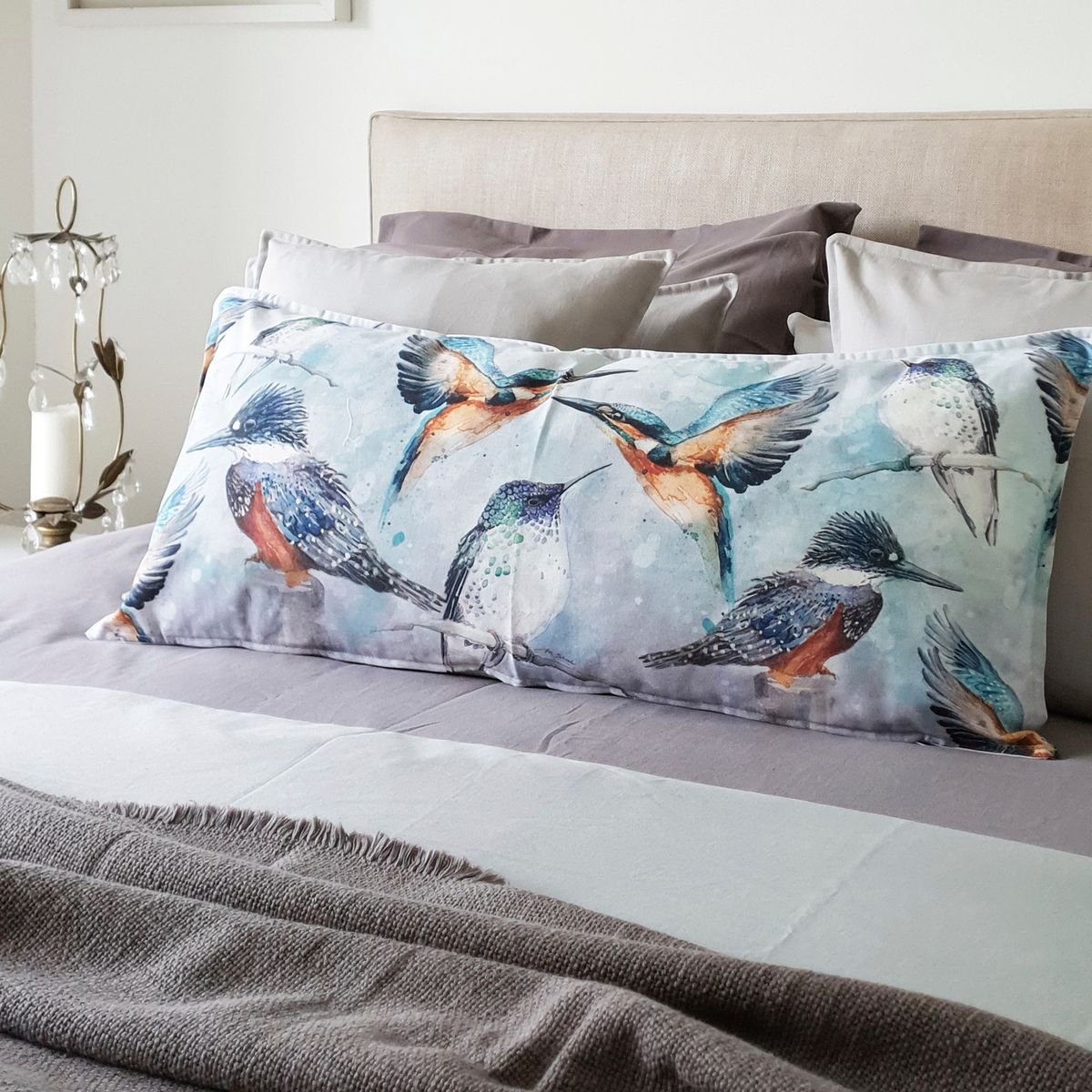 MARGARITA SCHEEL BY CASA ALVARINHO - FUNDA COJÍN ALGODÓN MARTÍN TURQUESA XL