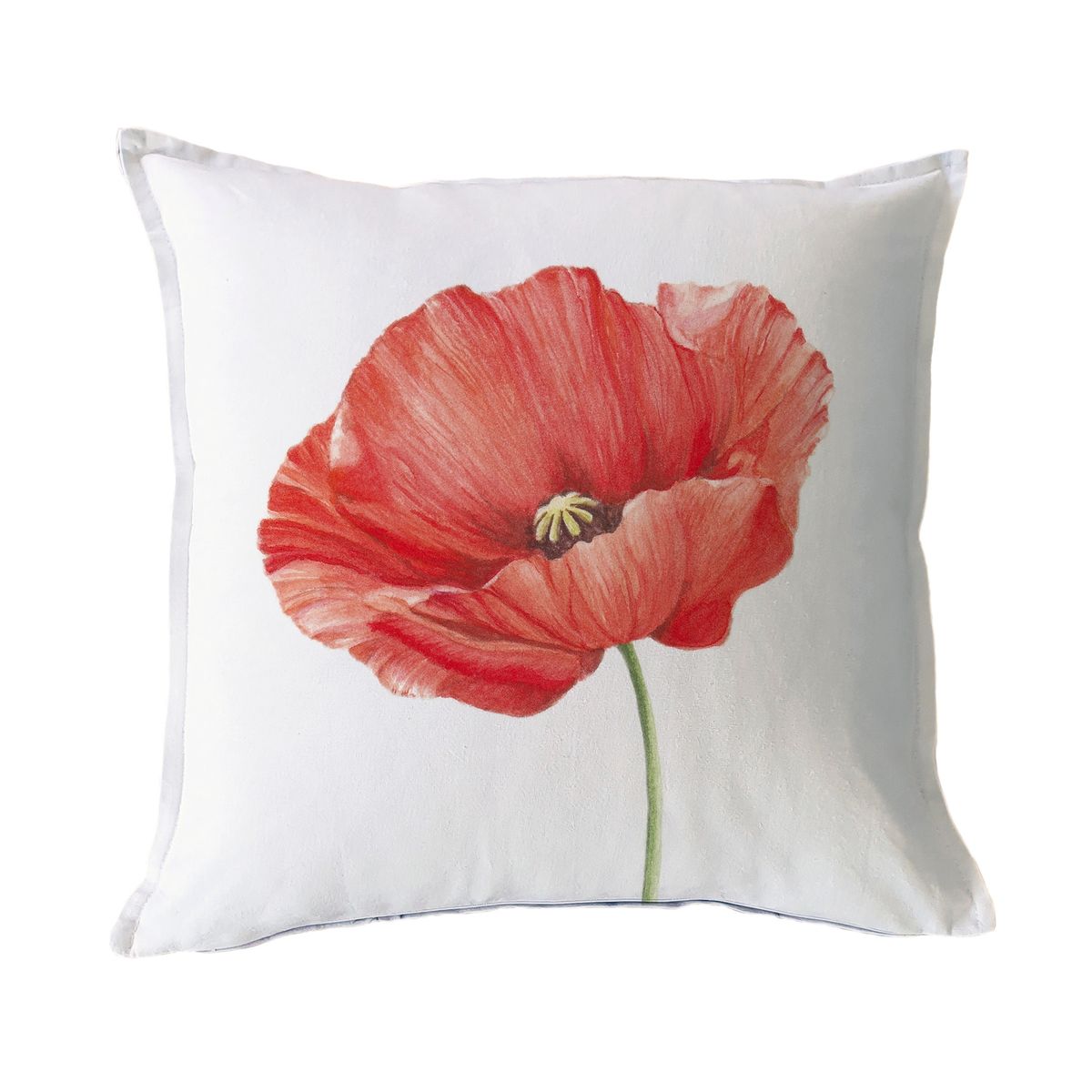 MARGARITA SCHEEL BY CASA ALVARINHO - FUNDA COJÍN ALGODÓN AMAPOLA ROJA ABIERTA 45X45