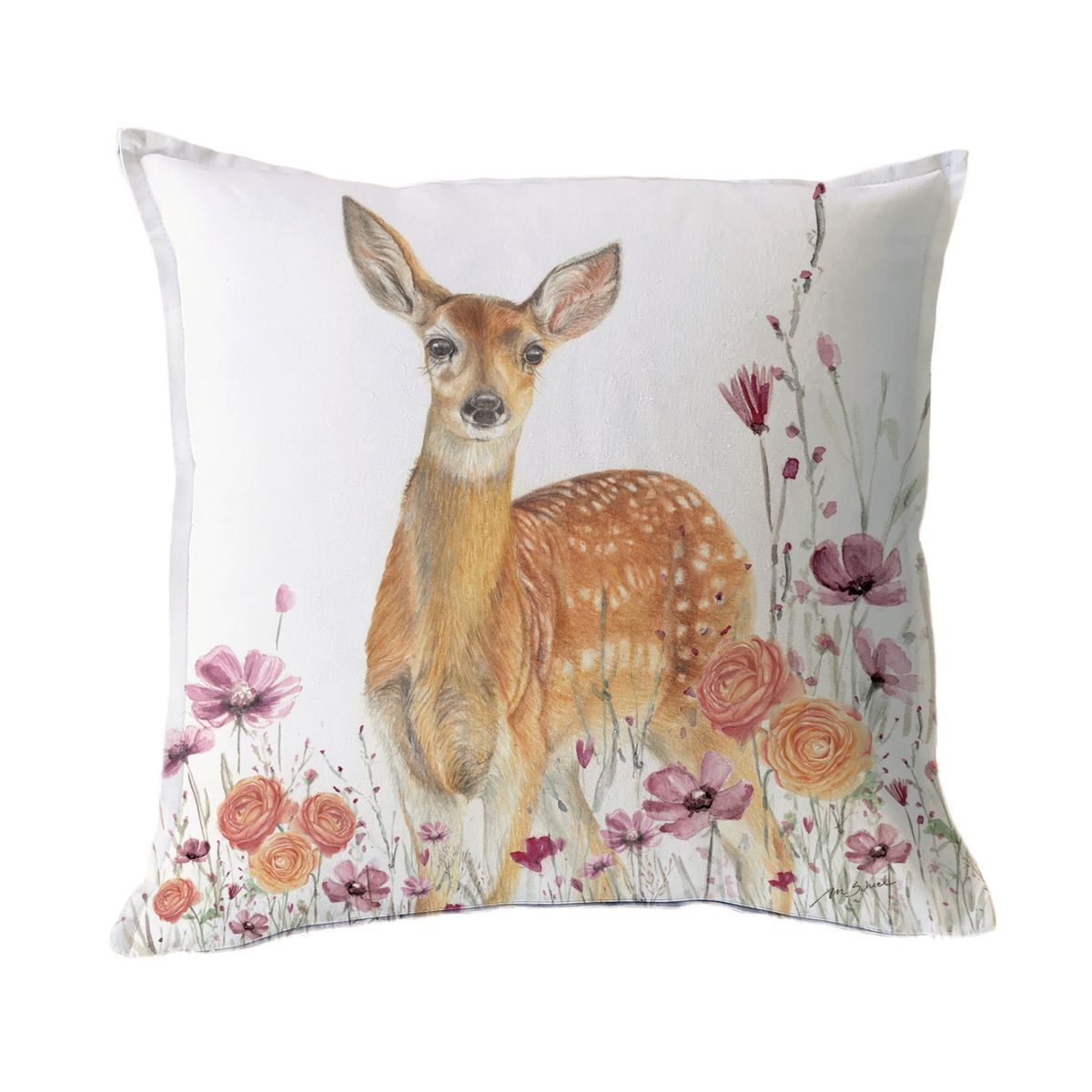 MARGARITA SCHEEL BY CASA ALVARINHO - FUNDA COJÍN ALGODÓN BAMBI FLORCITAS 45X45