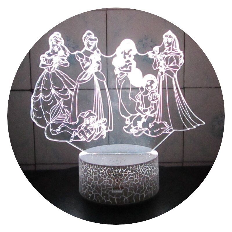 3DILUTION - Lámpara 3D Princesas Disney Base Agrietada