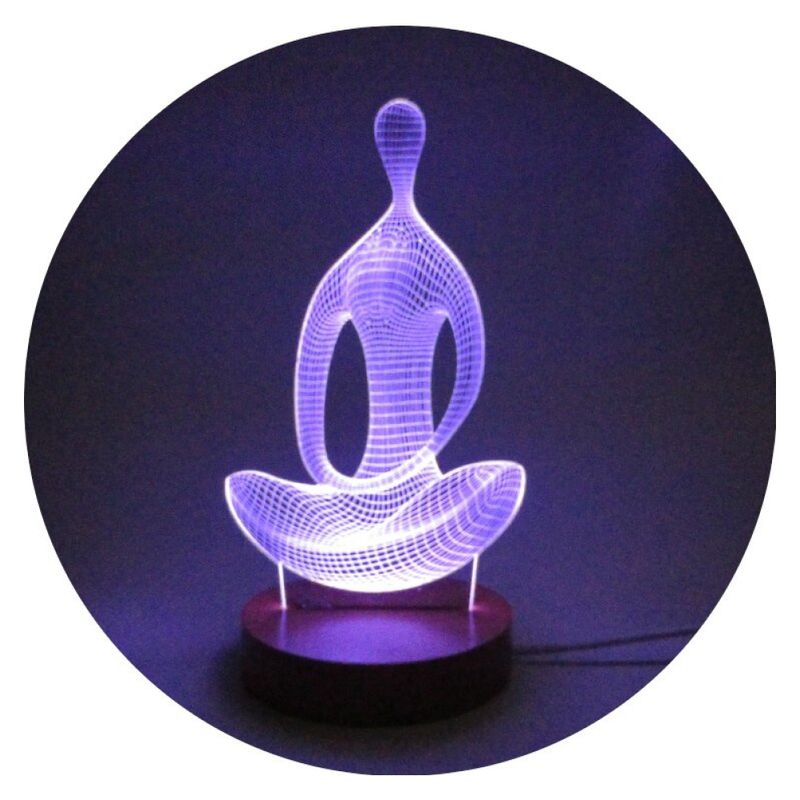 3DILUTION - Lámpara 3D Yoga Base Madera