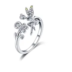 GENERICO - Anillo plata 925 ajustable hada mujer joyas