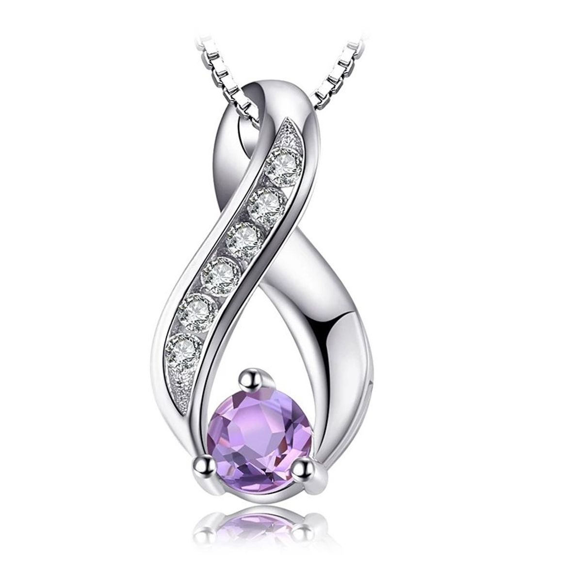 GENERICO - Collar amatista con circones plata 925 mujer joyas