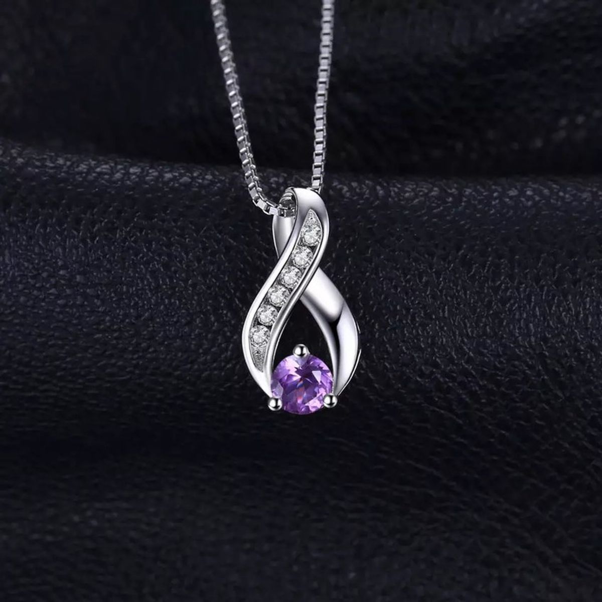 GENERICO - Collar amatista con circones plata 925 mujer joyas