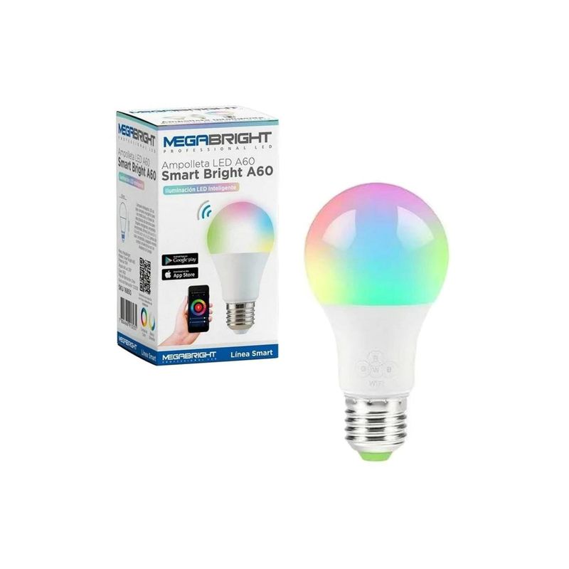 MEGABRIGHT - AMPOLLETA SMART 10W RGB GOOGLE HOME ALEXA SMART LIFE E27