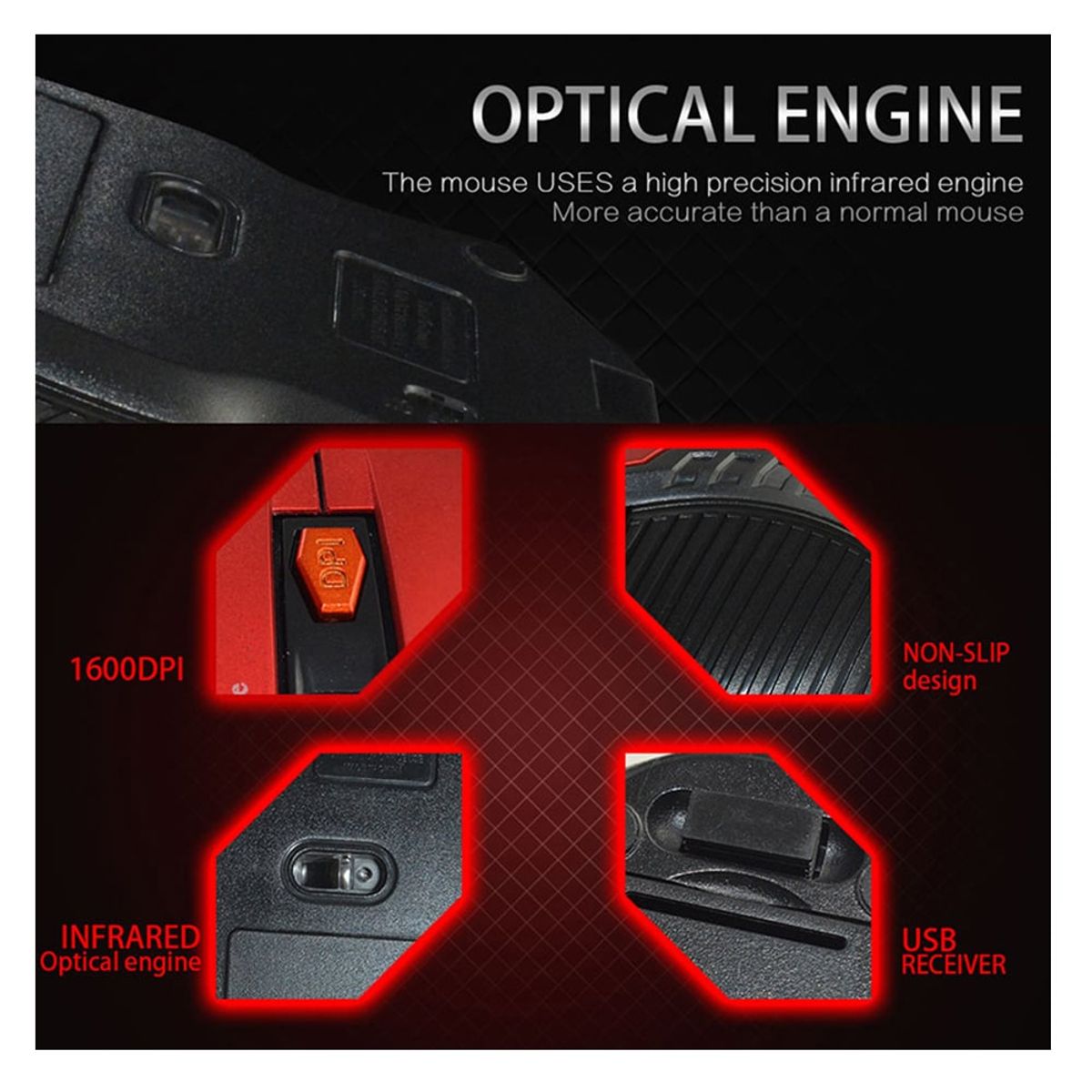 GENERICO - Mouse Gamer 1600 DPI Bluetooth 2.4 Ghz para Windows y Mac 6 Teclas