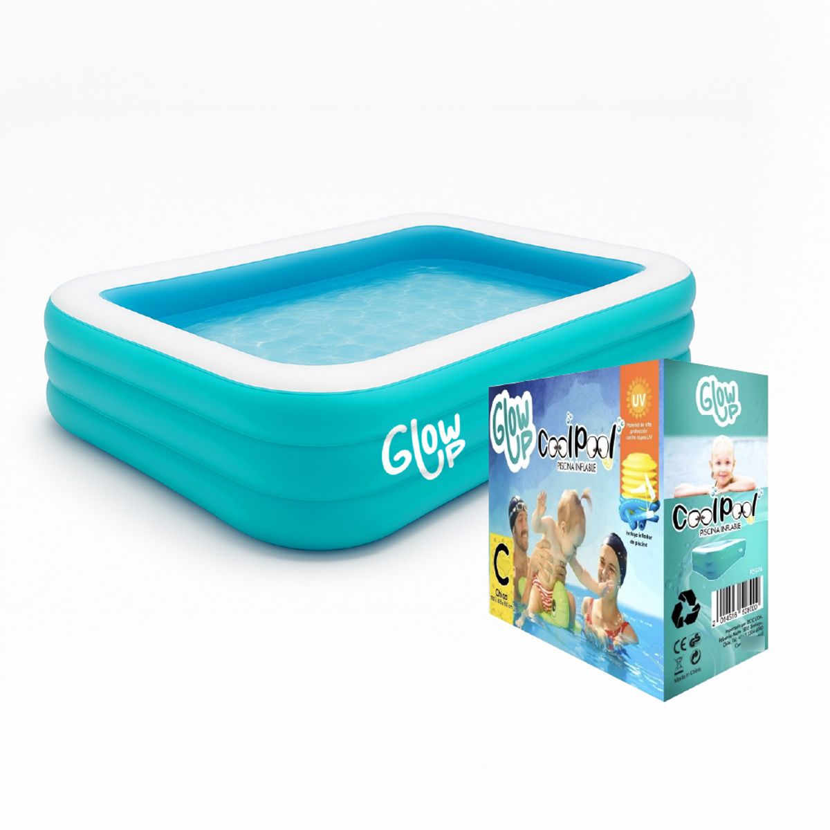 GLOWUP - Piscina Inflable Glowup 210x150x65 cm Celeste