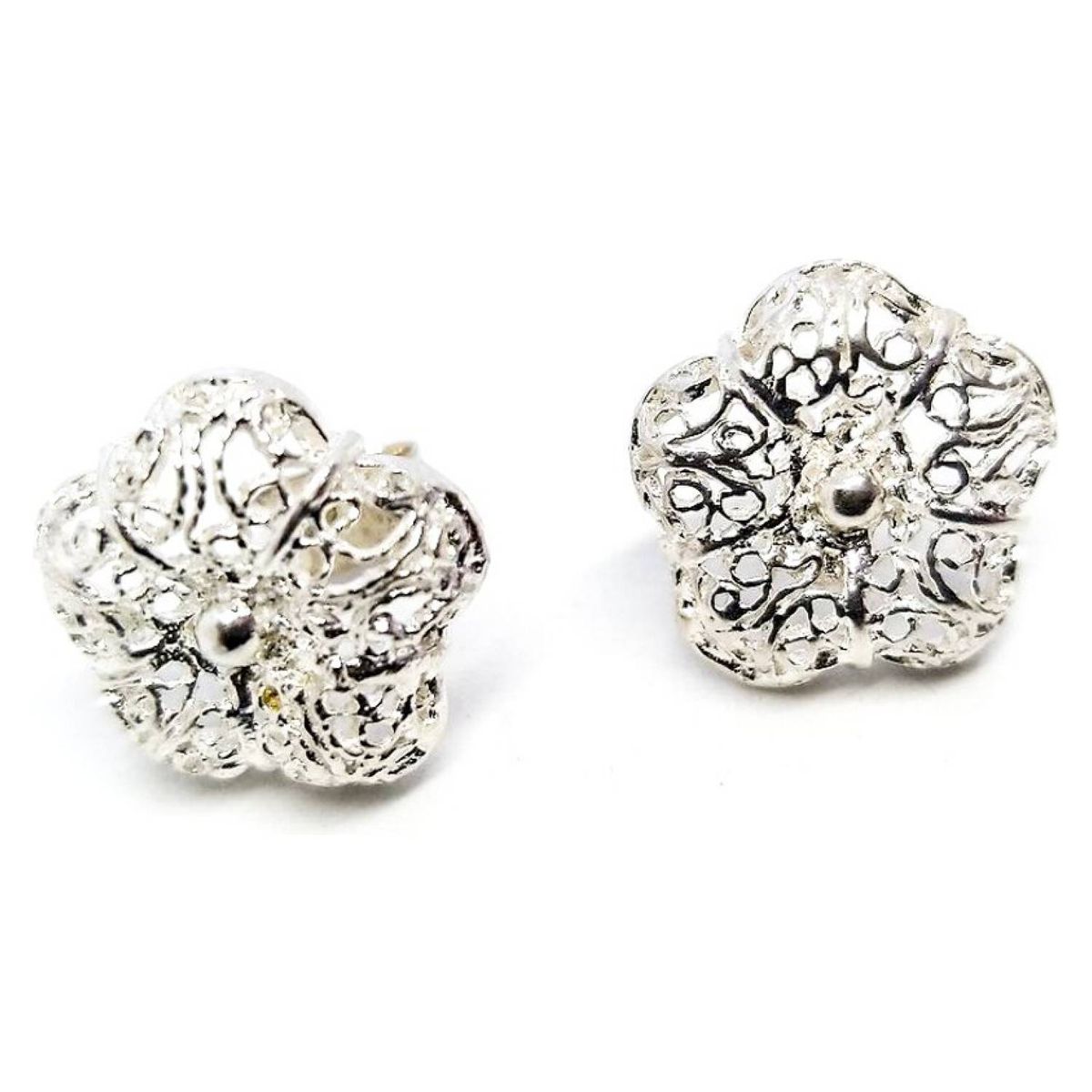 MOR JOYAS - Aro flor filigrana plata ley 925