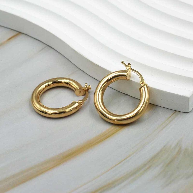 ELLA JOYAS - Aro Argolla Tubo Gruesa Oro 18k
