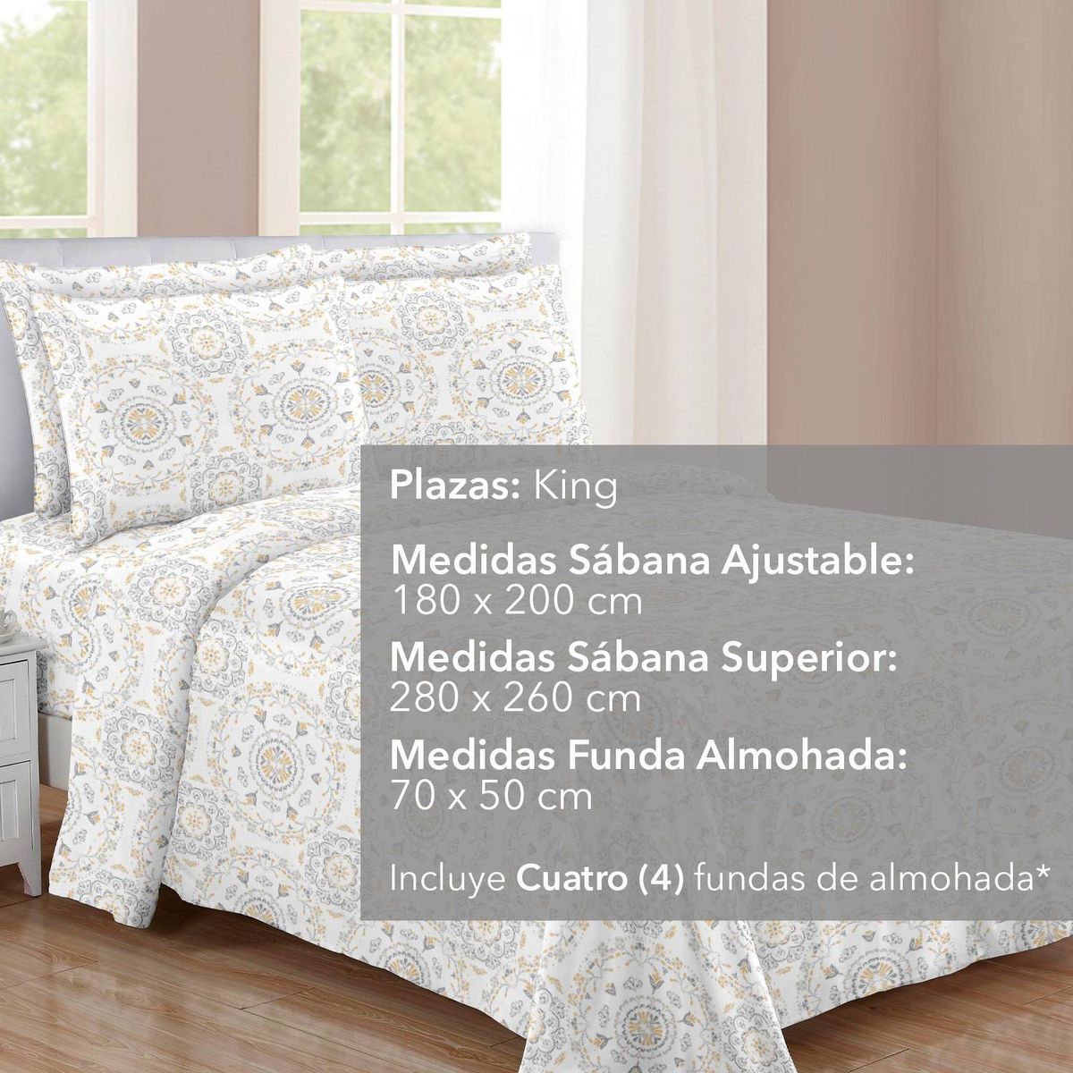 NOVAHUS - Juego de Sábanas de Microfibra King Size Mosaico