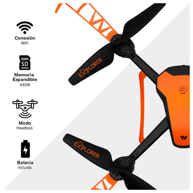 ASIAMERICA - Drone A30 con cámara HD y wifi naranjo