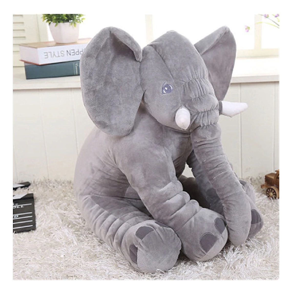 GENERICO - Peluche Elefante de Apego Almohada Cojin Gris