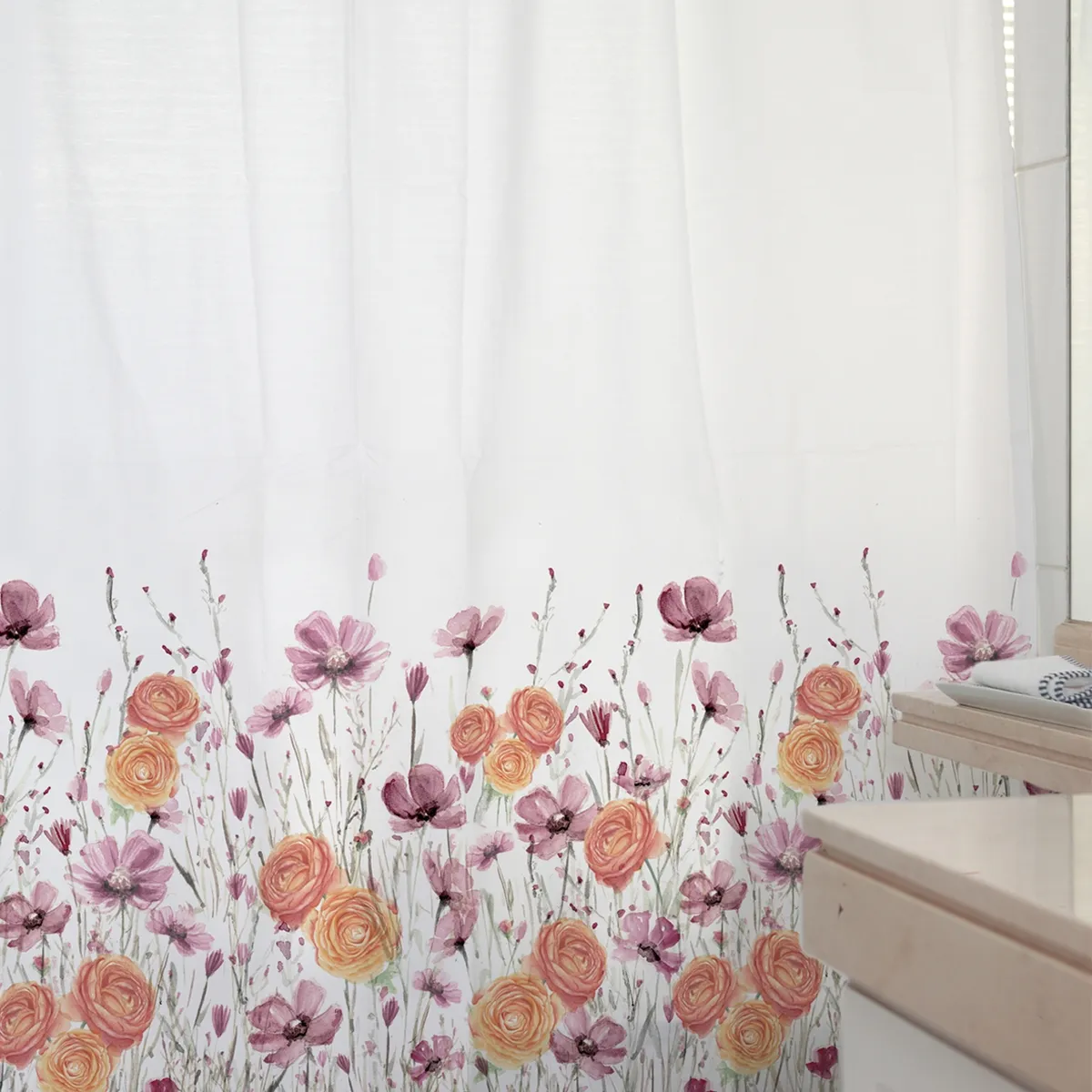 MARGARITA SCHEEL BY CASA ALVARINHO - CORTINA DE BAÑO ALGODÓN RANÚNCULOS