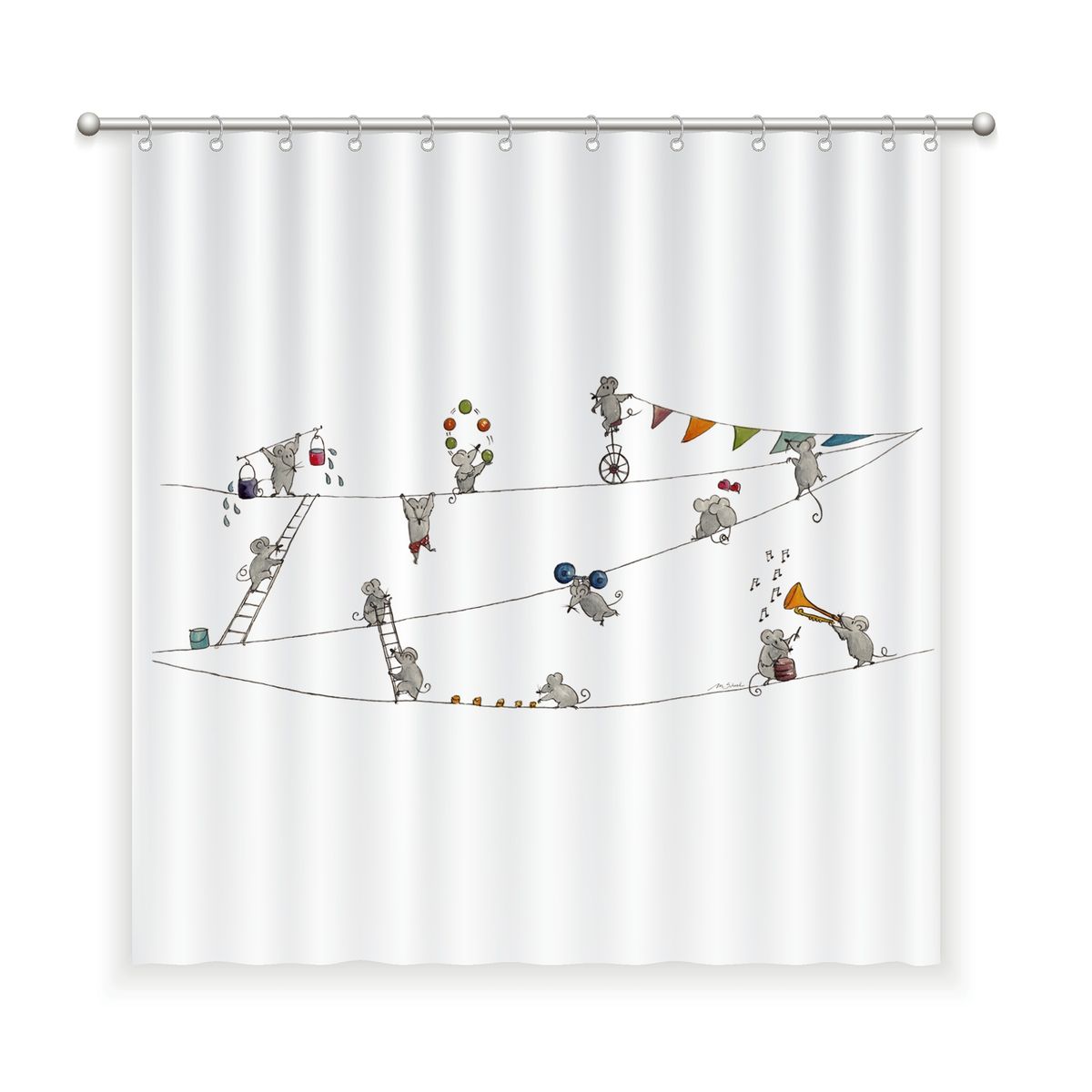 MARGARITA SCHEEL BY CASA ALVARINHO - CORTINA DE BAÑO ALGODÓN RATONES MALABARISTAS