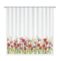 CORTINA DE BAÑO ALGODÓN JARDÍN DE FLORES TULIPÁN ROJO