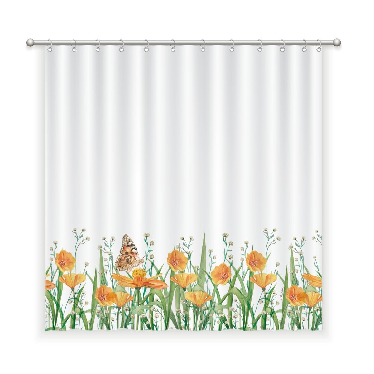 MARGARITA SCHEEL BY CASA ALVARINHO - CORTINA DE BAÑO ALGODÓN JARDÍN DE FLORES AMAPOLA