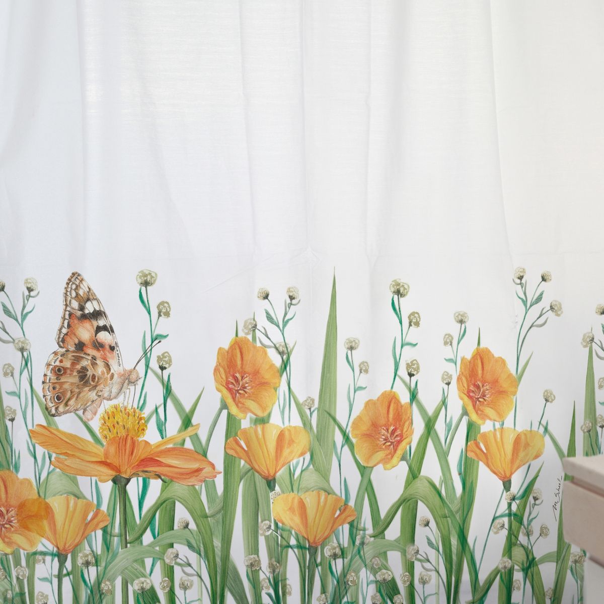 MARGARITA SCHEEL BY CASA ALVARINHO - CORTINA DE BAÑO ALGODÓN JARDÍN DE FLORES AMAPOLA