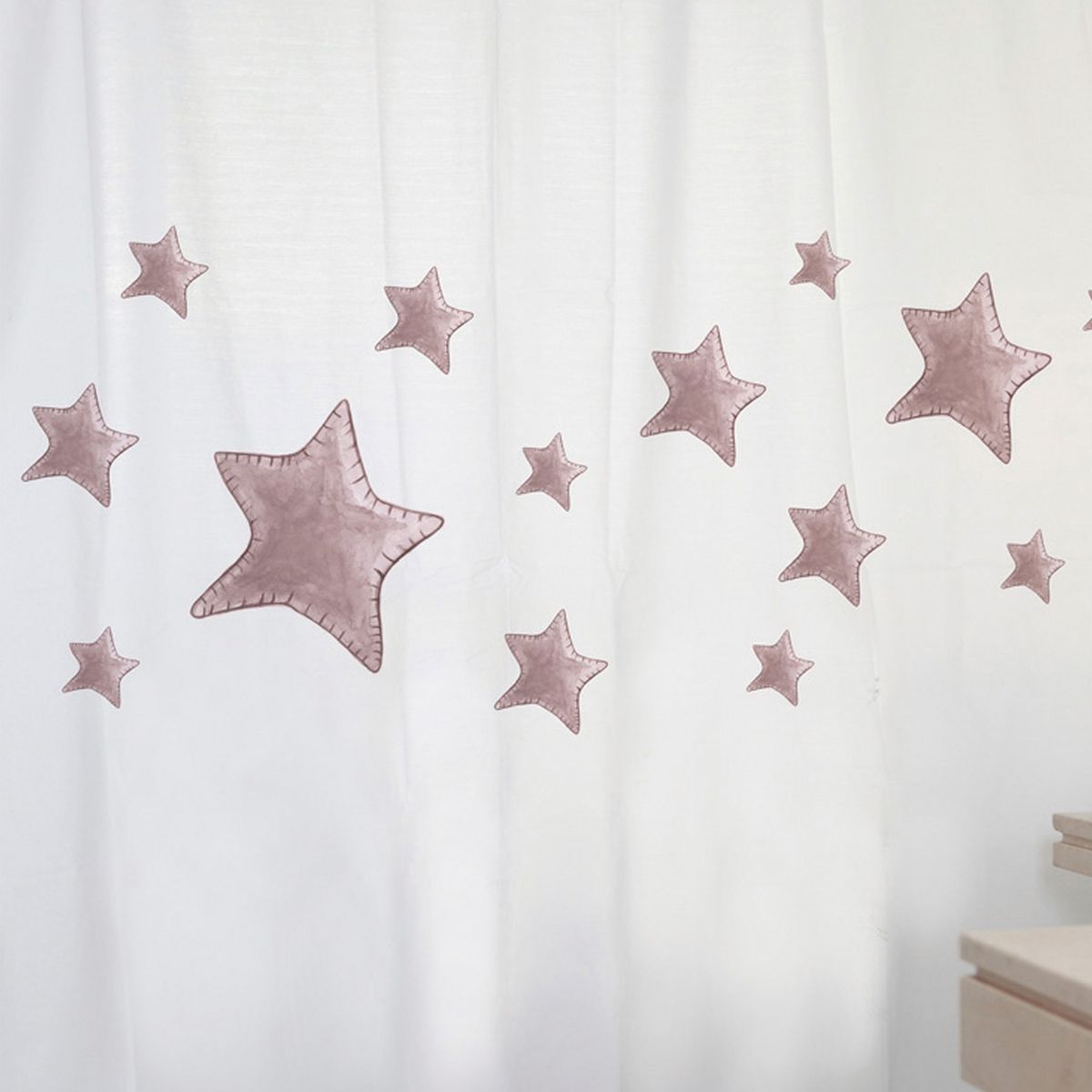 MARGARITA SCHEEL BY CASA ALVARINHO - CORTINA DE BAÑO ALGODÓN ESTRELLAS ROSA
