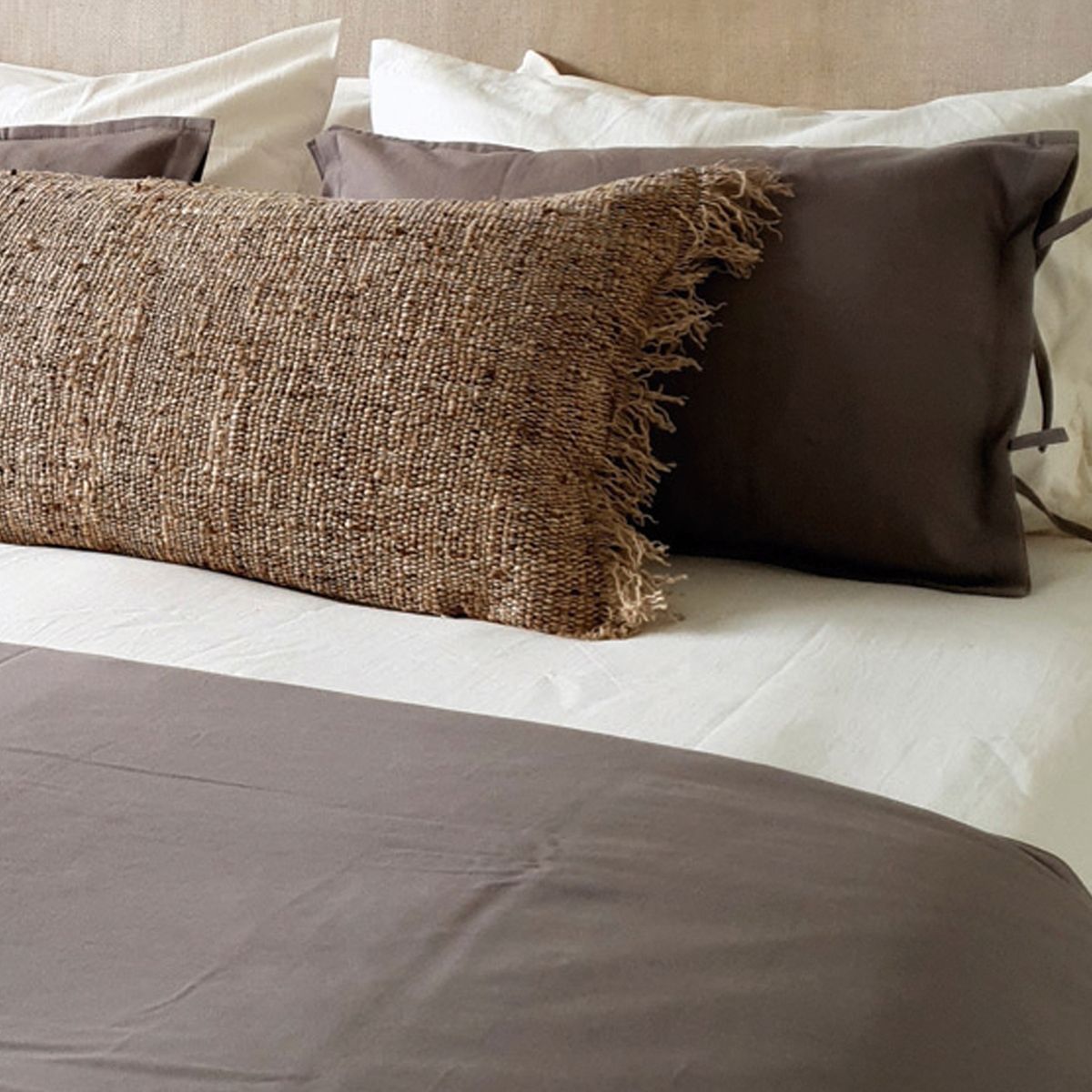 CASA ALVARINHO - PIECERA ALGODÓN STONE WASH TAUPÉ 145X70