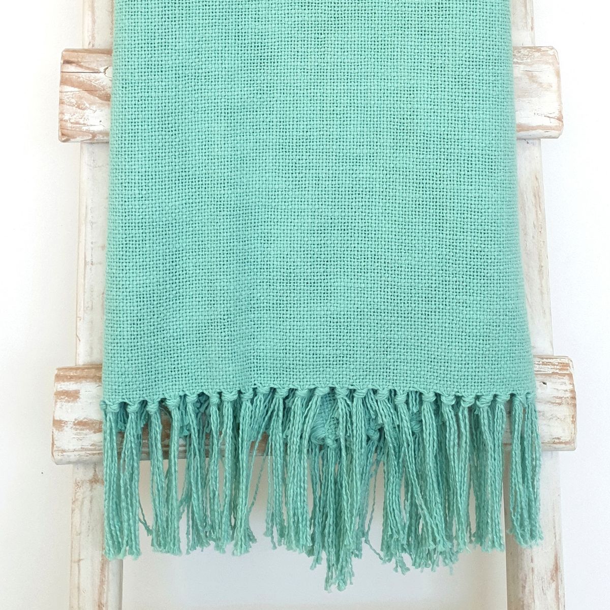 CASA ALVARINHO - CHAL TELAR ALGODÓN TURQUESA 220X100