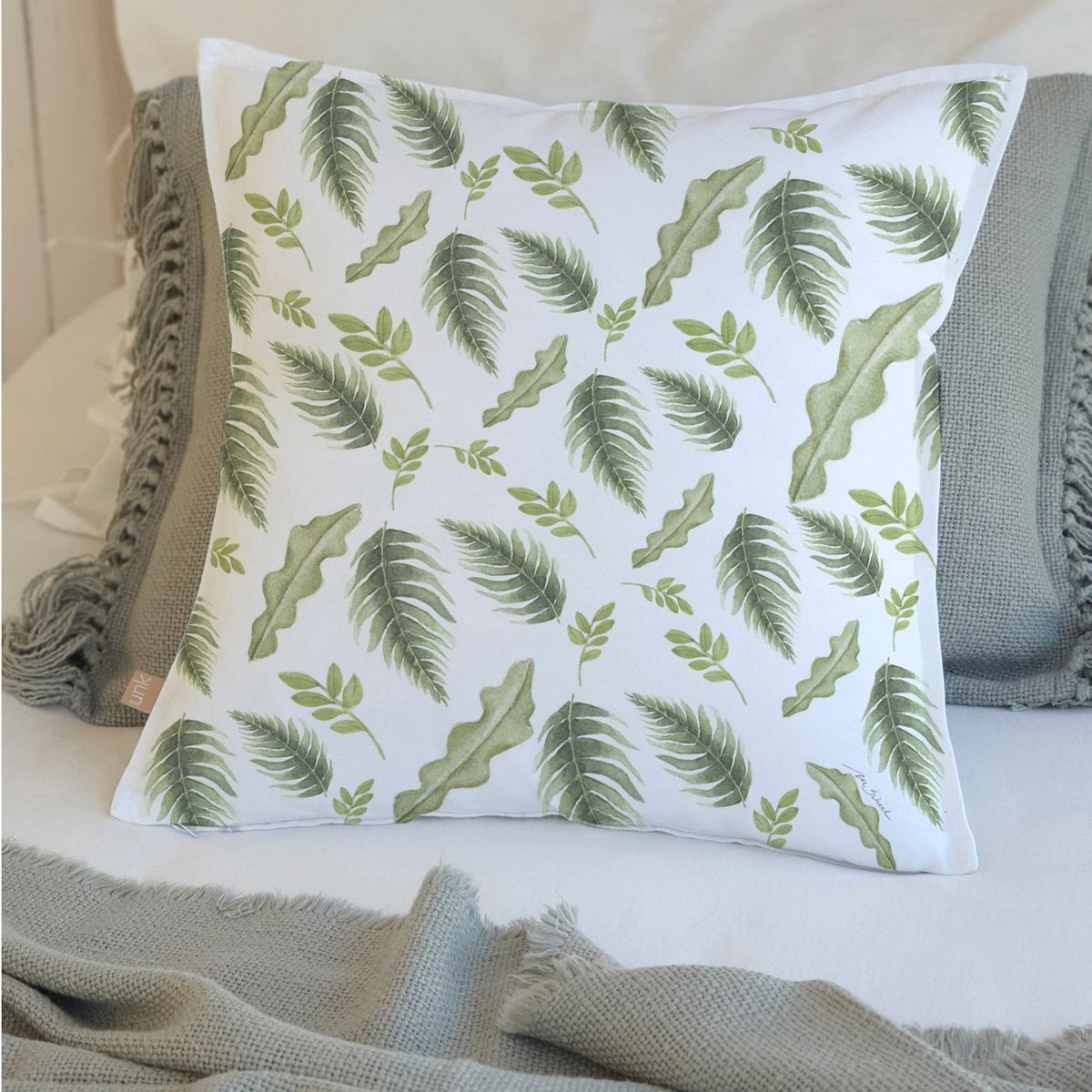 MARGARITA SCHEEL BY CASA ALVARINHO - FUNDA COJÍN ALGODÓN PRIMAVERA VERDE 45X45