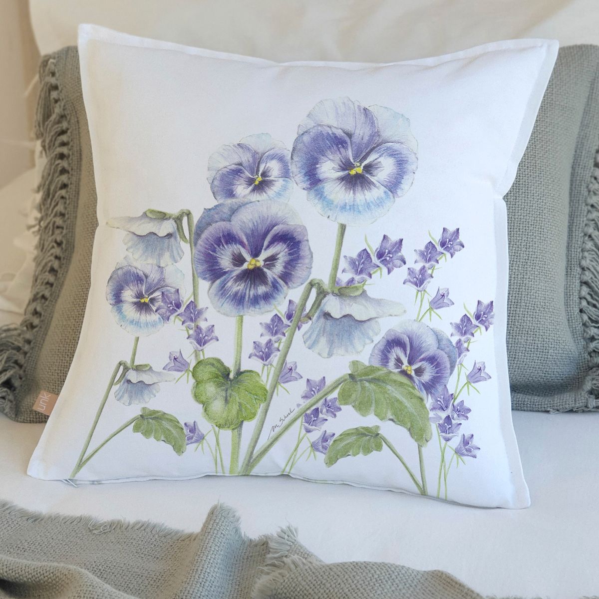 MARGARITA SCHEEL BY CASA ALVARINHO - FUNDA COJÍN ALGODÓN JARDÍN PRIMAVERA VIOLETA 45X45