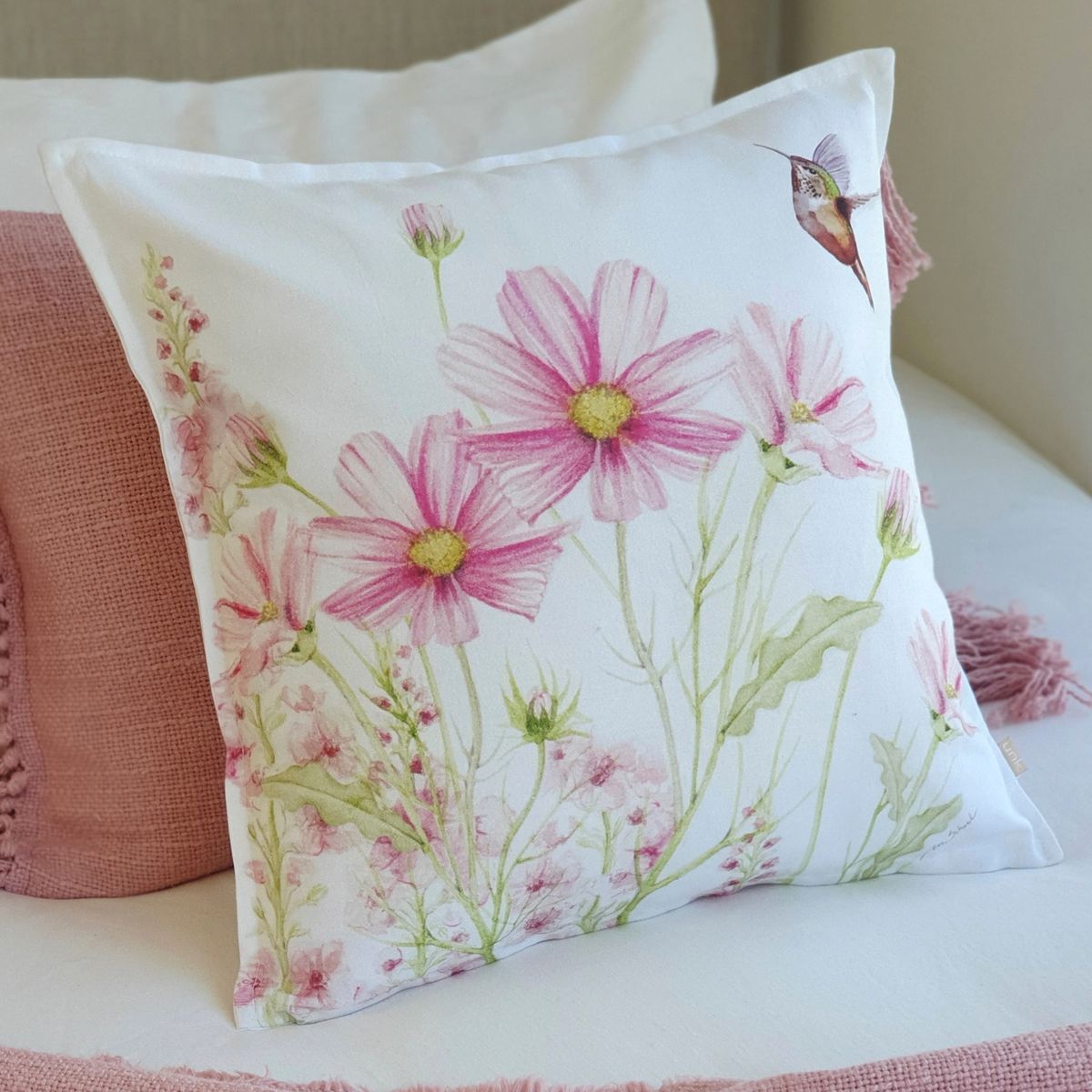 MARGARITA SCHEEL BY CASA ALVARINHO - FUNDA COJÍN ALGODÓN JARDÍN PRIMAVERA ROSA 45X45…