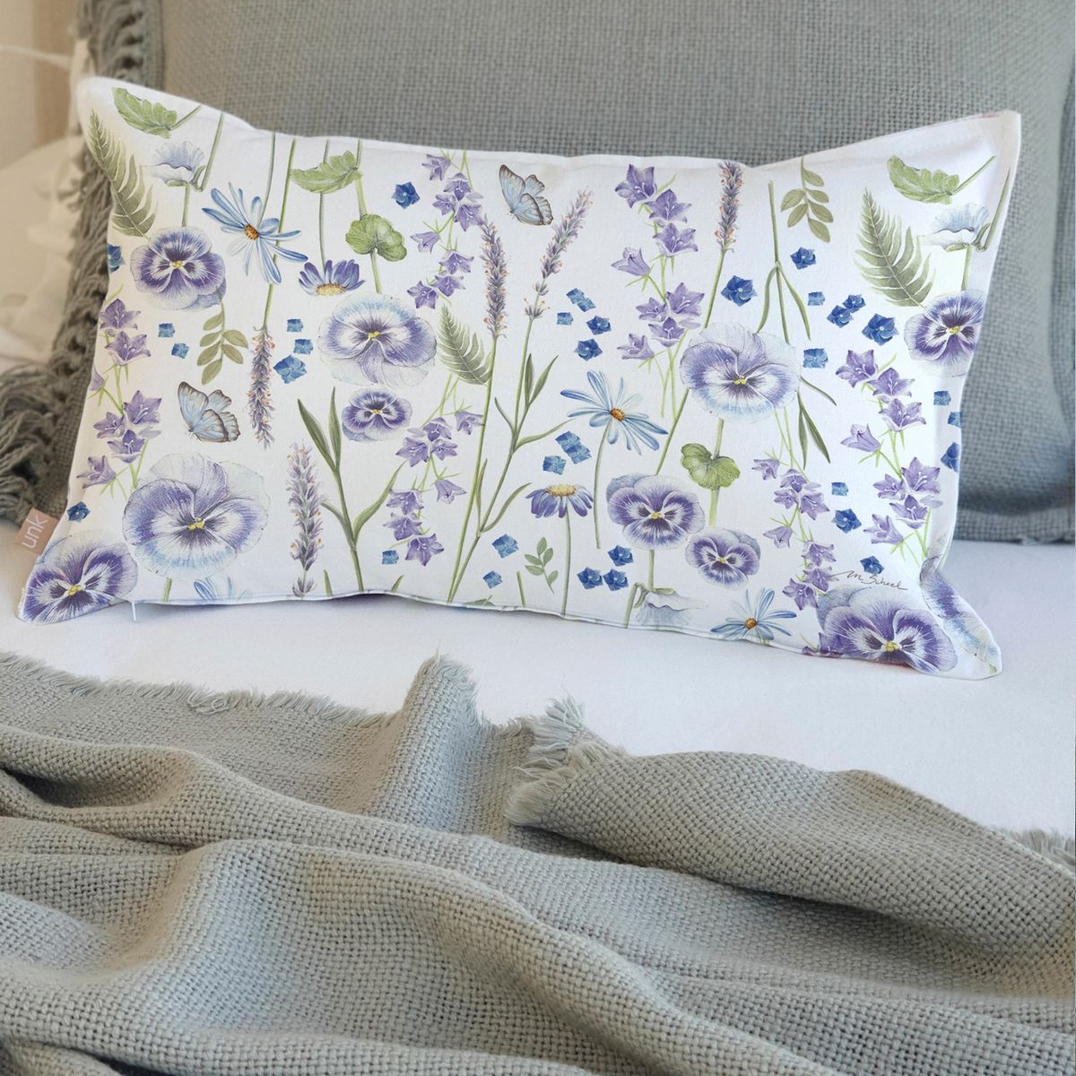 MARGARITA SCHEEL BY CASA ALVARINHO - FUNDA COJÍN ALGODÓN PRIMAVERA VIOLETA 50X30