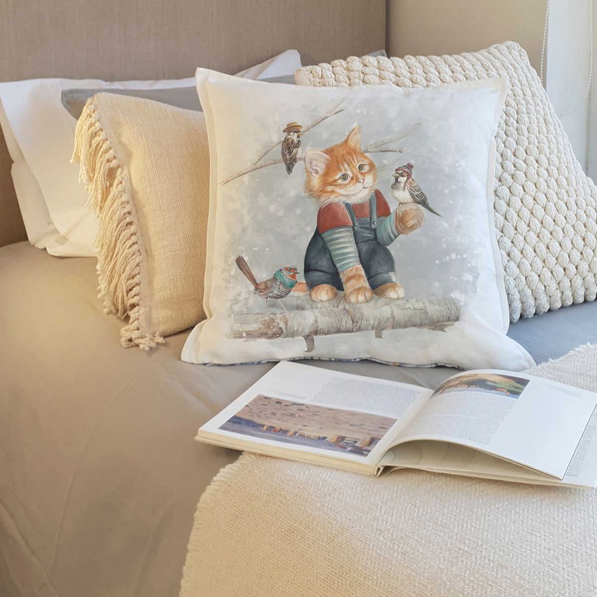 MARGARITA SCHEEL BY CASA ALVARINHO - FUNDA COJÍN ALGODÓN GATITO Y AMIGOS 45X45…