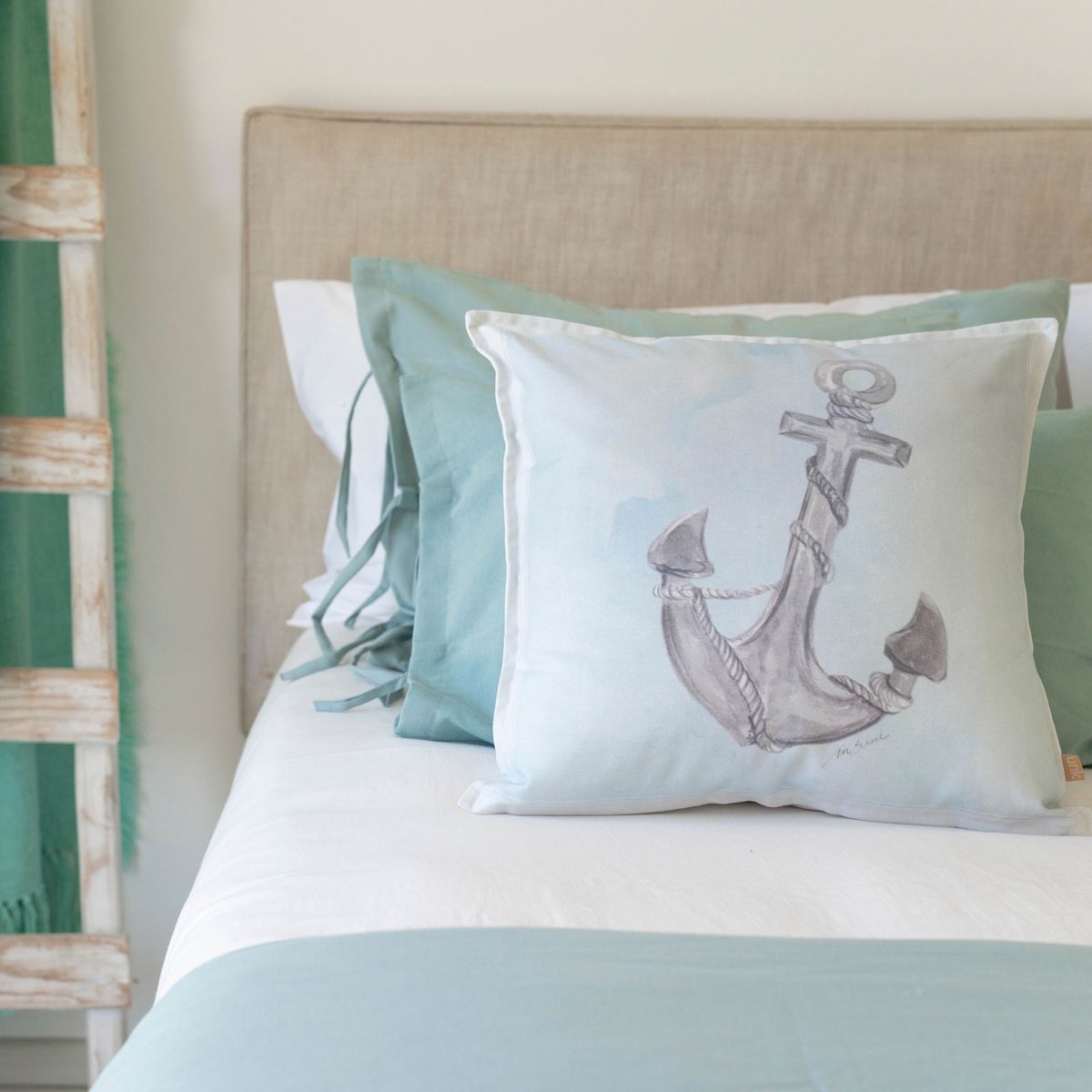 MARGARITA SCHEEL BY CASA ALVARINHO - FUNDA COJÍN ALGODÓN ANCLA 45X45…