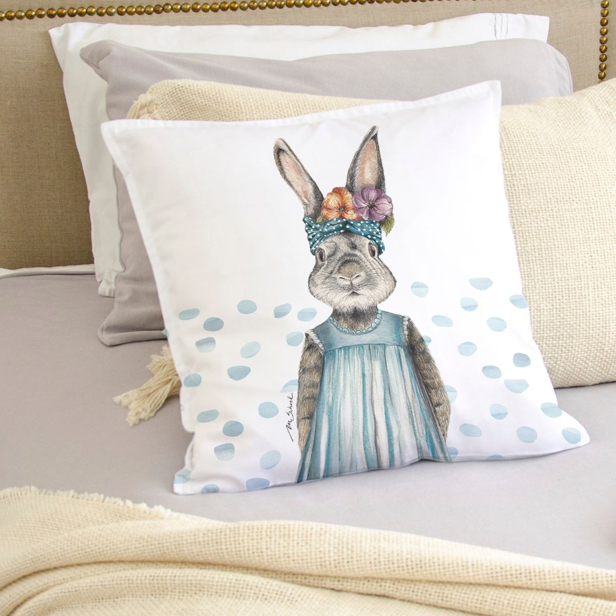 MARGARITA SCHEEL BY CASA ALVARINHO - FUNDA COJÍN ALGODÓN CONEJA FLORA 45X45