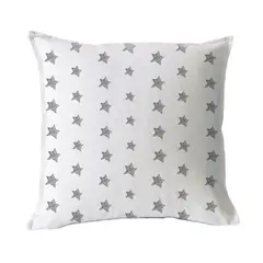 MARGARITA SCHEEL BY CASA ALVARINHO - FUNDA COJÍN ALGODÓN ESTRELLITAS GRIS 45X45