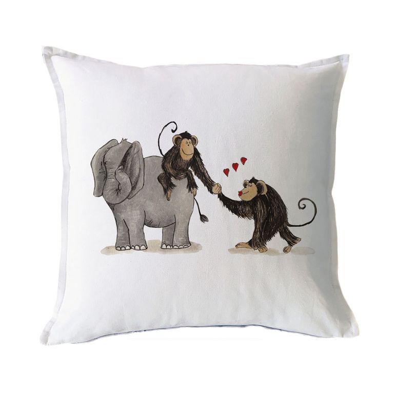 FUNDA COJIN ALGODON MONOS ENAMORADOS 45X45