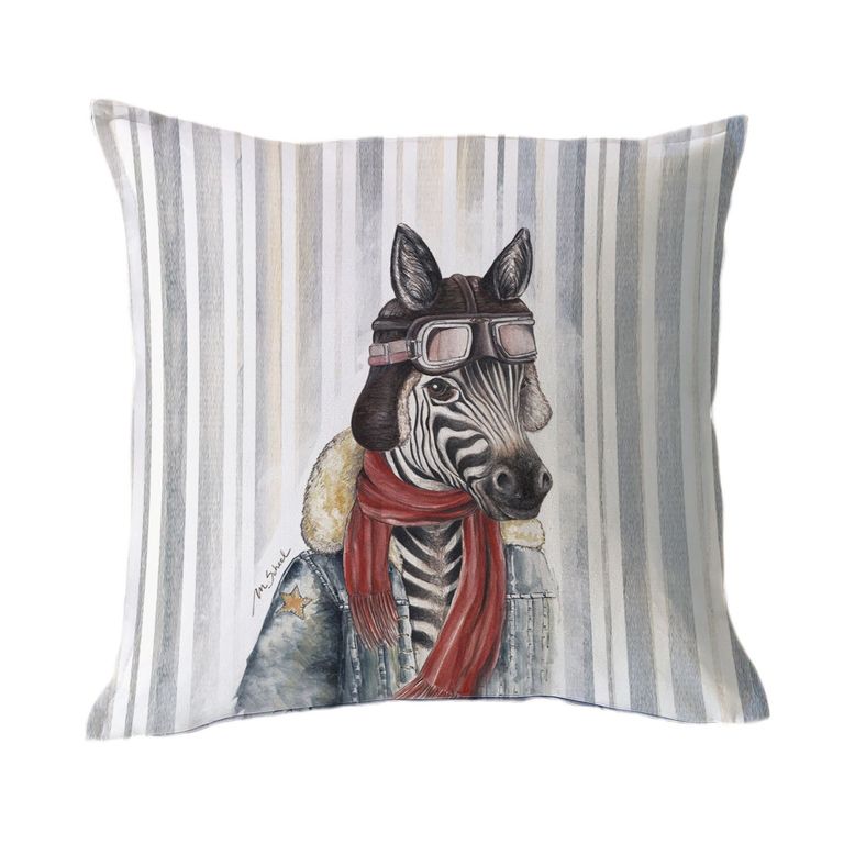 FUNDA COJIN ALGODON CEBRA AVIADORA 45X45