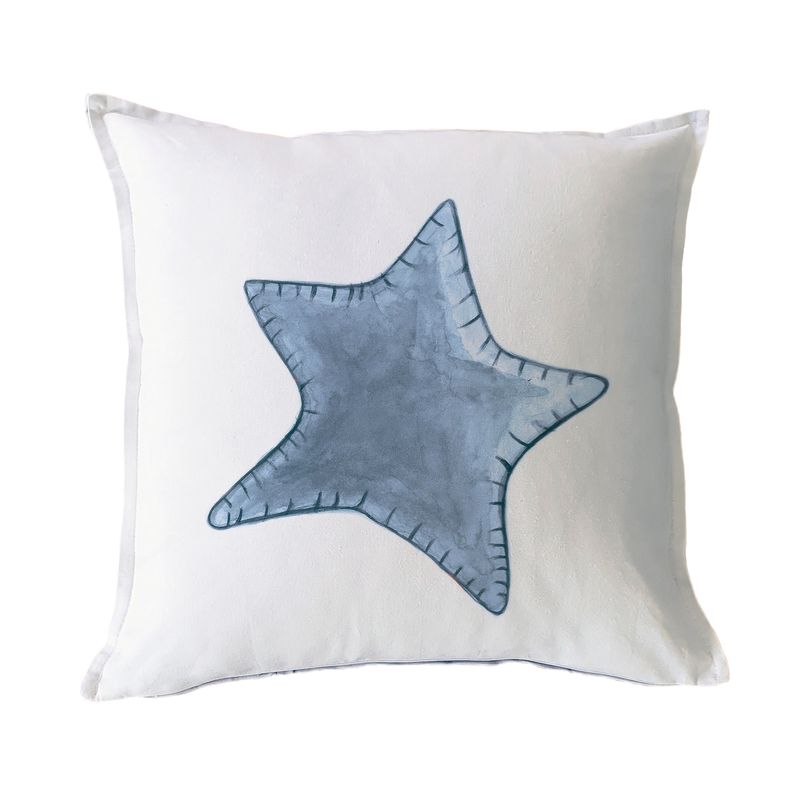 MARGARITA SCHEEL BY CASA ALVARINHO - FUNDA COJÍN ALGODÓN ESTRELLA SOLITARIA AZUL 45X45