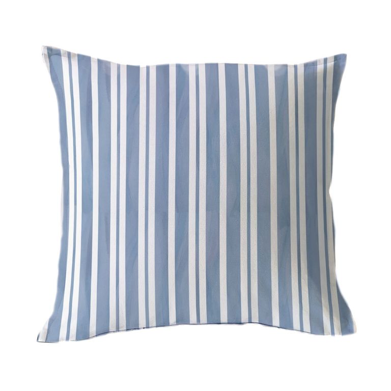 FUNDA COJIN ALGODON FRANJAS AZUL 45X45