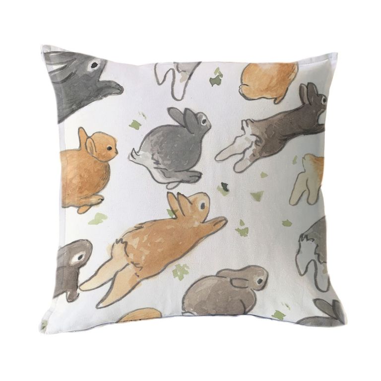 FUNDA COJIN ALGODON CONEJOS CORRIENDO 45X45