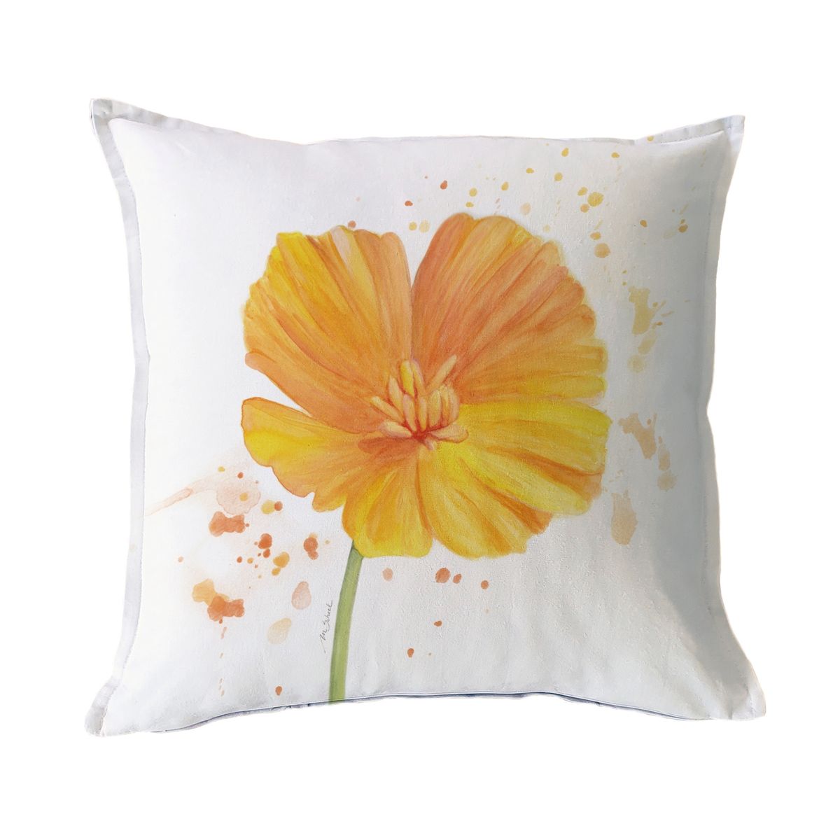 MARGARITA SCHEEL BY CASA ALVARINHO - FUNDA COJÍN ALGODÓN AMAPOLA AMARILLA 45X45