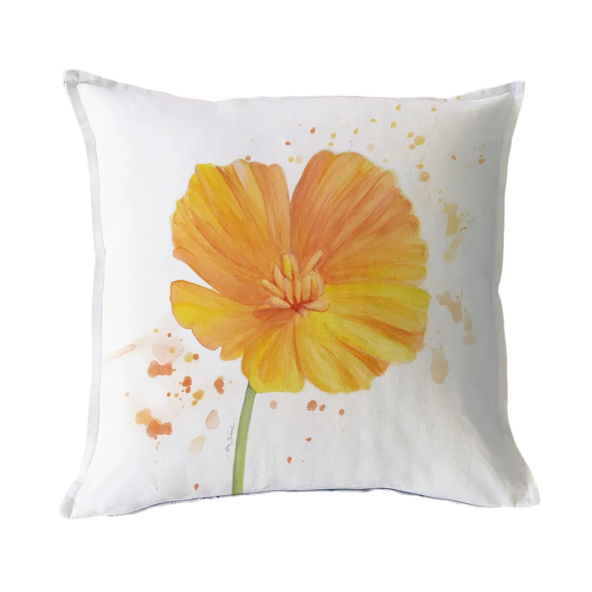 MARGARITA SCHEEL BY CASA ALVARINHO - FUNDA COJÍN ALGODÓN AMAPOLA AMARILLA 45X45