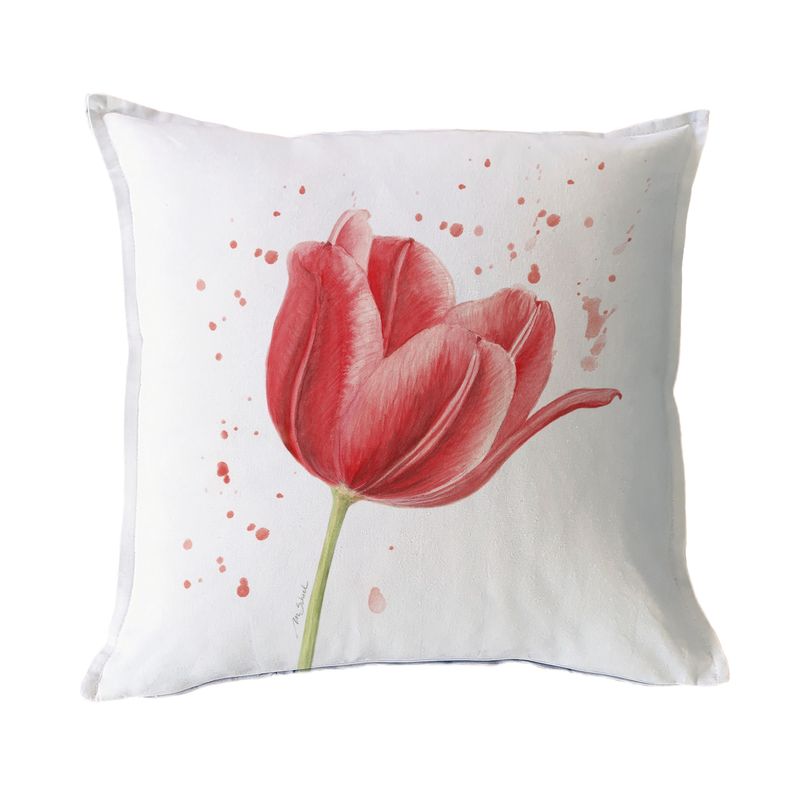 MARGARITA SCHEEL BY CASA ALVARINHO - FUNDA COJÍN ALGODÓN TULIPÁN ROJO 45X45