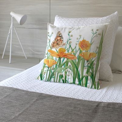 Imagen 2 del producto FUNDA COJÍN ALGODÓN JARDÍN DE FLORES AMAPOLA 45X45…