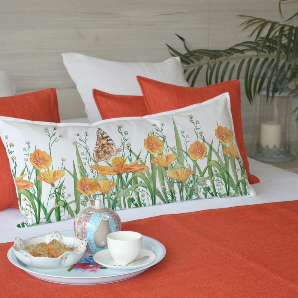 MARGARITA SCHEEL BY CASA ALVARINHO - FUNDA COJÍN ALGODÓN JARDÍN DE FLORES AMAPOLA XL