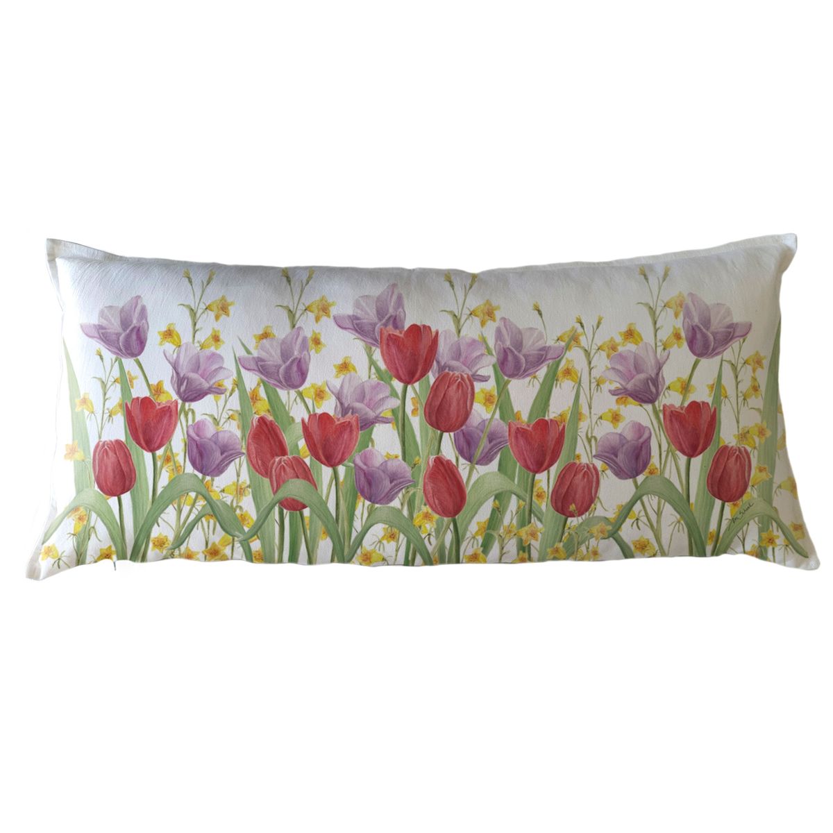 MARGARITA SCHEEL BY CASA ALVARINHO - FUNDA COJÍN ALGODÓN JARDÍN DE FLORES TULIÁN ROJO XL
