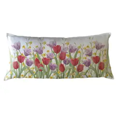 MARGARITA SCHEEL BY CASA ALVARINHO - FUNDA COJÍN ALGODÓN JARDÍN DE FLORES TULIÁN ROJO XL