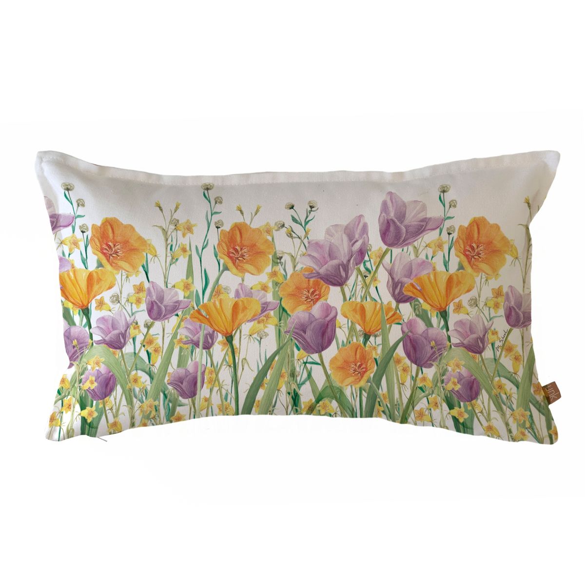 MARGARITA SCHEEL BY CASA ALVARINHO - FUNDA COJÍN ALGODÓN JARDÍN DE FLORES TULIPÁN LILA 50X30