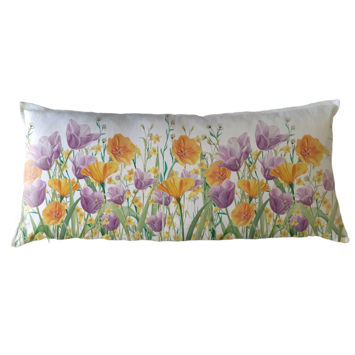 MARGARITA SCHEEL BY CASA ALVARINHO - FUNDA COJÍN ALGODÓN JARDÍN DE FLORES TULIPÁN LILA XL