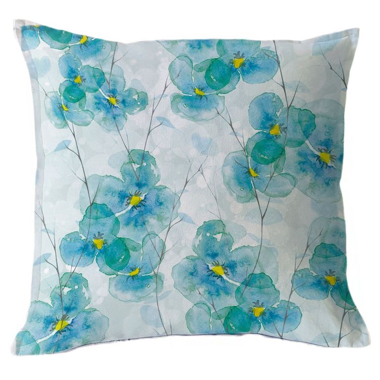 FUNDA COJIN MIX TURQUESA PENSAMIENTOS 45X45