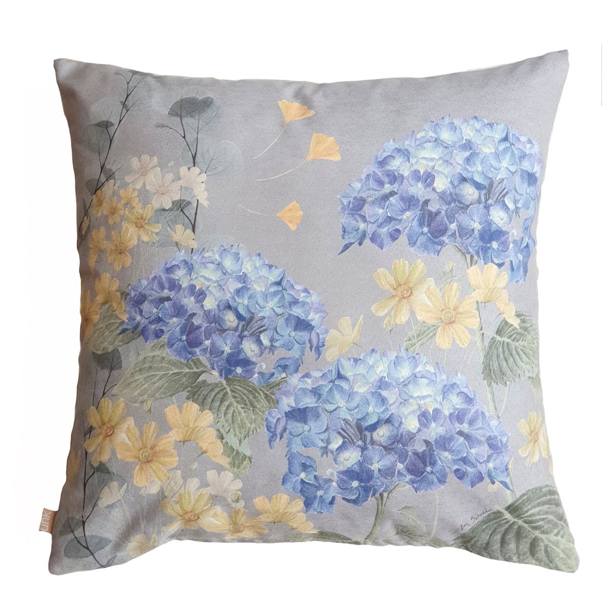 MARGARITA SCHEEL BY CASA ALVARINHO - FUNDA COJÍN GAMUZA HORTENSIAS 45X45.