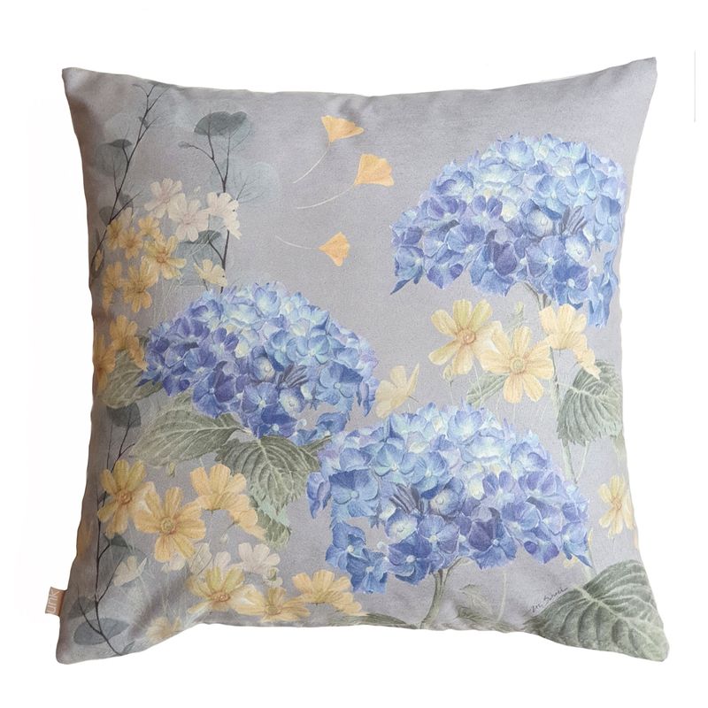 MARGARITA SCHEEL BY CASA ALVARINHO - FUNDA COJÍN GAMUZA HORTENSIAS 45X45
