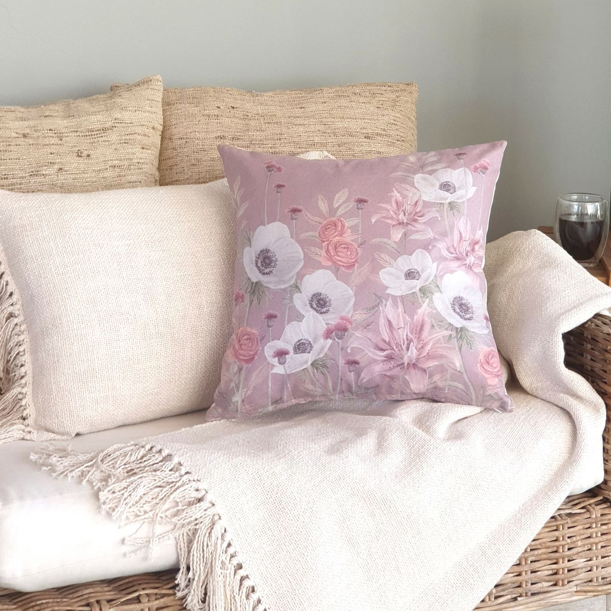 MARGARITA SCHEEL BY CASA ALVARINHO - FUNDA COJÍN GAMUZA ANÉMONE BLANCA 45X45